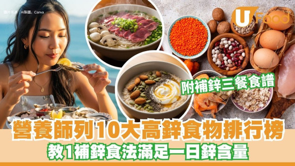 高鋅食物︱營養師列10大高鋅食物排行榜 教1補鋅食法滿足一日鋅含量