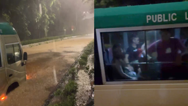 黑雨襲港｜將軍澳巴士小巴水浸死火！積水浸上樓梯  乘客冒險跳窗逃生！