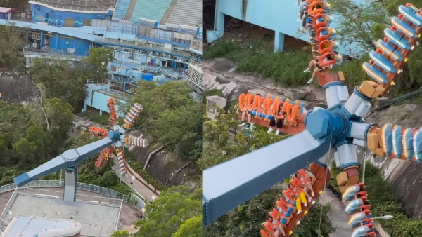海洋公園機動遊戲疑故障 狂野龍捲風懸臂突停 17人被吊半空 