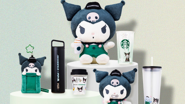 KUROMI聯乘Starbucks化身咖啡師！全新精品 毛公仔卡套/不鏽鋼水樽/凍杯/雙層玻璃杯！