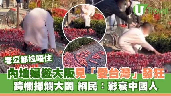 有片！內地女遊大阪勝尾寺見「愛台灣」發狂 狠手破壞被罵：影衰中國人