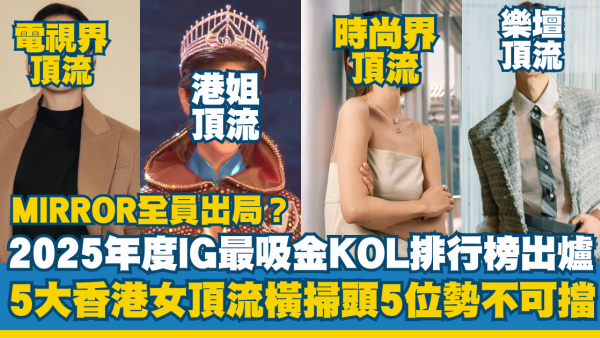2025年度IG最吸金明星KOL排行榜出爐！5大香港女頂流橫掃頭5位！MIRROR全員出局