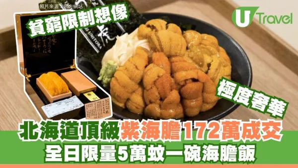 貧窮限制想像！北海道紫海膽172萬成交 一碗海膽飯賣5萬極速秒殺