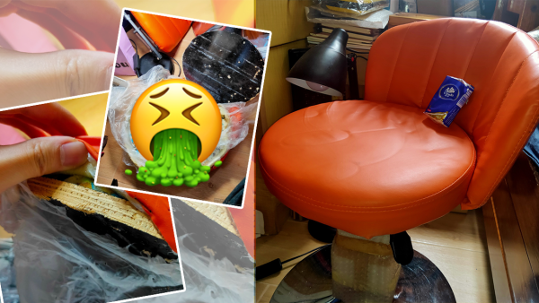 港人網購中伏！拼多多$40櫈一坐即爆 港人拆開驚見異味蔗渣木！網民震驚：睇見都想嘔