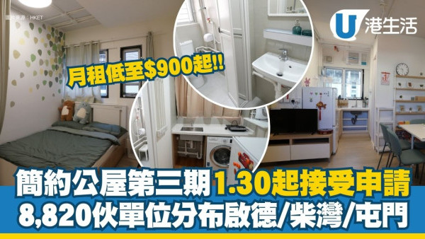 簡約公屋第三期1.30起接受申請 8,820伙單位分布啟德/柴灣/屯門 每月租金低至$900起！