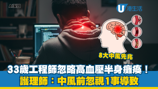 中風｜30歲男浴室暈倒險死！曾無視後頸痛中風先兆！專家揭 8 大恐怖徵兆：打嗝不止要留神
