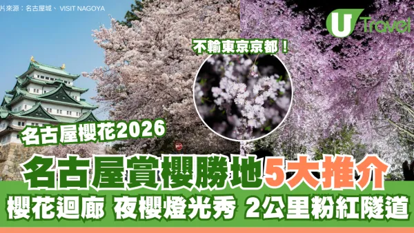 名古屋櫻花2026｜不輸東京京都！名古屋賞櫻勝地5大推介：櫻花迴廊、夜櫻燈光騷、2公里粉紅隧道