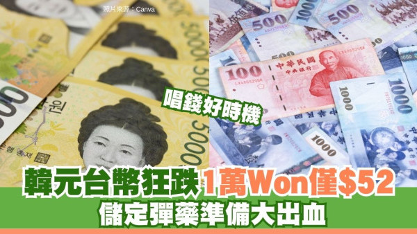 遊韓台必讀｜韓元台幣暴跌！1萬Won僅兌52港元 提早兌換賺到盡