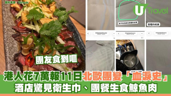 港人花7萬報11日北歐團變「地獄之旅」 酒店驚見衛生巾生食鯨魚肉 團友集體投訴