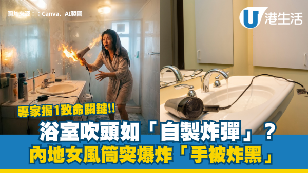 浴室吹頭如「自製炸彈」？內地女風筒突爆炸「手被炸黑」專家揭致命關鍵