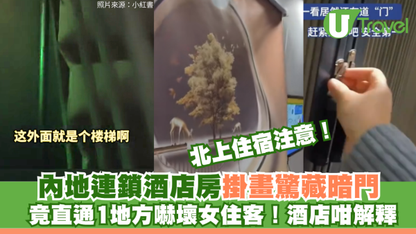 北上住宿注意｜內地連鎖酒店房掛畫驚藏暗門 竟直通1地方嚇壞女住客！酒店咁解釋