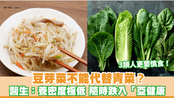 豆芽菜不能代替青菜？家醫科醫生：養密度極低 隨時跌入「亞健康」3類人更要慎食！