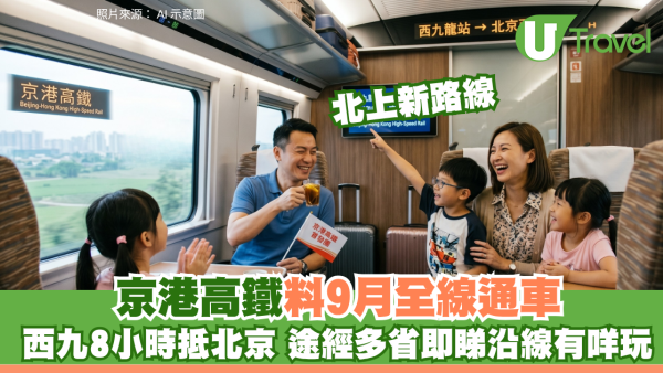 北上深度遊！京港高鐵料9月全線通車 西九龍出發約8小時抵北京途經多省