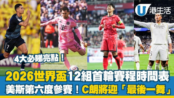 【2026世界盃】12組分組名單曝光！美斯領軍衝擊衛冕、C朗傳奇謝幕 即睇分組賽首輪賽程時間表