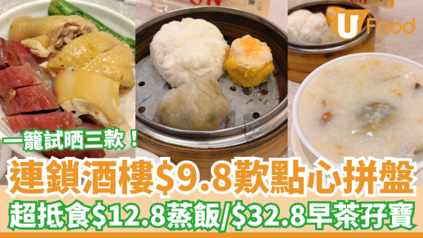 飲茶優惠｜連鎖酒樓$9.8歎點心拼盤！超抵$12.8起蒸飯粥品＋$32.8早茶優惠孖寶／網民：抗通脹必食 (指定分店及時段)