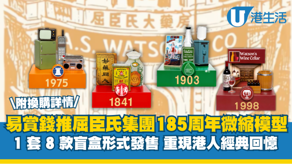 易賞錢推出屈臣氏集團185周年微縮模型！1 套 8 款盲盒形式發售 重現港人經典回憶 內文附換購詳情