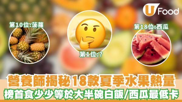 水果卡路里｜營養師揭秘18款夏季水果熱量 榜首食少少等於大半碗白飯 西瓜竟然最低卡！