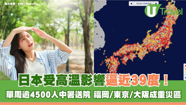 遊日注意｜日本受高溫影響逼近39度！單周逾4500人中暑送院 福岡/東京/大阪成重災區