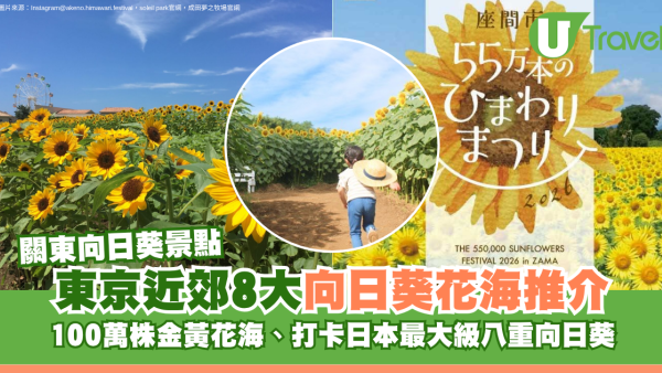 關東向日葵景點｜東京近郊8大向日葵花海推介！100萬株金黃花海、打卡日本最大級八重向日葵