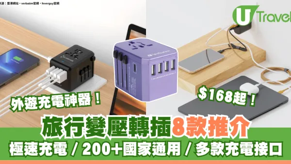 外遊充電神器！旅行變壓轉插8款推介$168起 極速充電／200+國家通用／多款充電接口