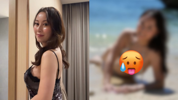 袁嘉敏酷熱加碼晒趴地比堅尼相！壓實枕頭胸夾7吋深溝震撼現形極衝擊