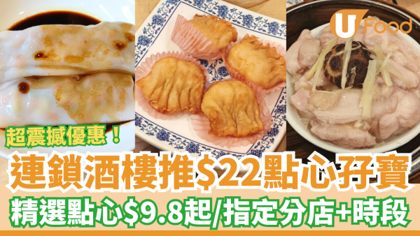 【飲茶優惠】連鎖酒樓震撼價$22點心孖寶！多款招牌點心$9.8起／蒸飯粥品$15碗 (指定分店及優惠時段)