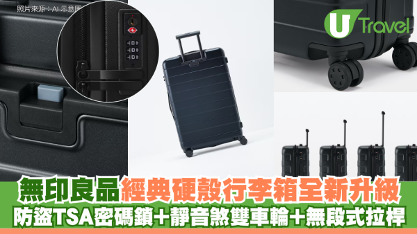 無印良品經典硬殼行李箱全新升級 防盜TSA密碼鎖免帶鑰匙 靜音煞雙車輪+無段式拉桿