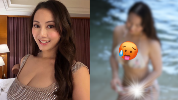 袁嘉敏极致傲胸36F“核弹胸”包不住！针织三点式震撼秀7寸巨乳深沟极致冲击