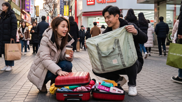 Daiso旅行爆买救星！$17折叠行李袋 4大优点：手掌大小不占位／极轻身套拉杆超方便
