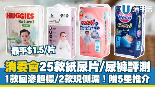 消委会婴儿尿片测试：25款纸尿片/尿裤测评 1款回渗超标/2款现侧漏（12款获5星满分推荐）