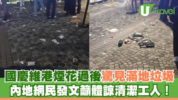 國慶維港煙花過後滿地垃圾 內地網民發文籲體諒清潔工人惹熱議