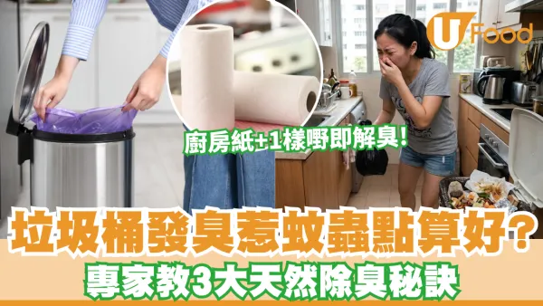 垃圾桶發臭惹蚊蟲點算好？專家教3大天然除臭秘訣 鋪張廚房紙+1樣嘢即解臭！