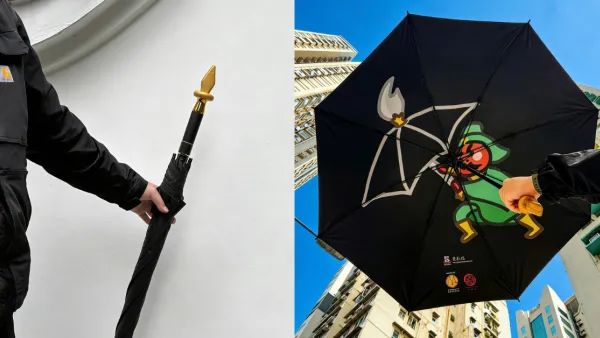 文武庙出关刀晴雨伞！$110拎关刀出街挡煞 打工仔笑：返工斩小人必备