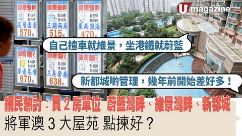 網民熱討：將軍澳兩房單位   蔚藍灣畔、維景灣畔同新都城點揀好？