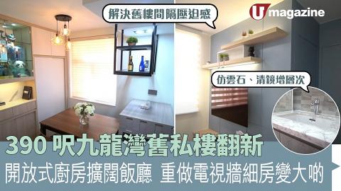 390 呎九龍灣舊私樓翻新  開放式廚房擴闊飯廳  重做電視牆細房變大啲