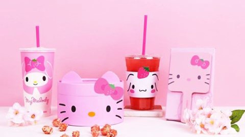 去韓國必買 戲院 Hello Kitty 粉紅爆谷 Set