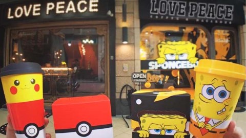 去台中 cafe 一次過帶走 海綿寶寶及比卡超得意咖啡杯