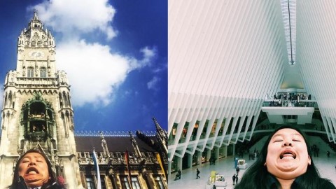 IG 爆紅！雙下巴女自拍打卡遊世界