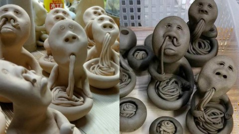 用鼻孔吸麵醜到爆！ 日本古怪造型陶器公仔惹笑網民