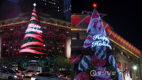 首爾新世界百貨聖誕燈飾 15種變色LED聖誕樹！