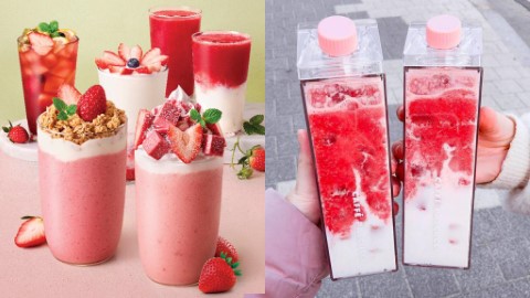 韓國咖啡店士多啤梨系列 超可愛透明牛奶盒！