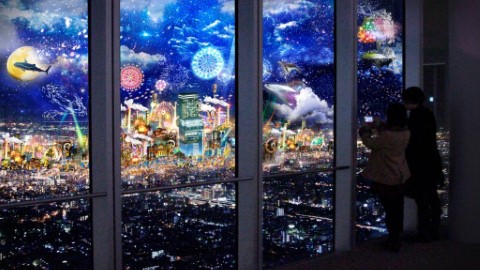 數碼動畫投影+無敵夜景 大阪阿倍野HARUKAS展望台夜間投影