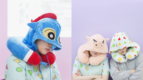 韓國蠟筆小新連帽頸枕 小新粉絲旅行必備！