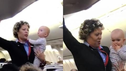 暖心空姐幫媽媽湊B 可愛女嬰機艙大派飛吻冧乘客