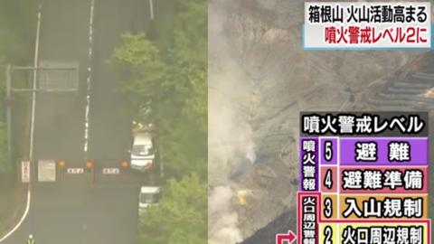 箱根山提升火山噴發警戒級別 大涌谷封路空中纜車全日停駛