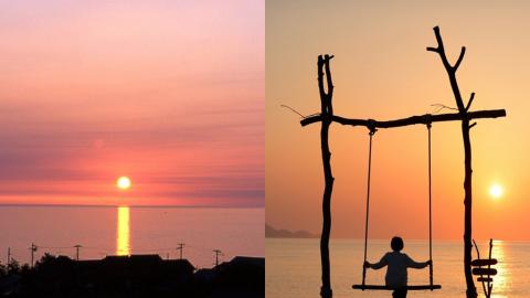 一邊盪鞦韆一邊欣賞醉人黃昏！ 京丹後人氣夕陽景點夕日浦海岸