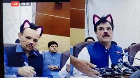 巴基斯坦政府直播錯手啟動濾鏡 官員誤成貓咪大臣！