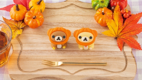 日本便利店限定萬聖節特別版鬆弛熊和菓子 戴上南瓜頭套超可愛！