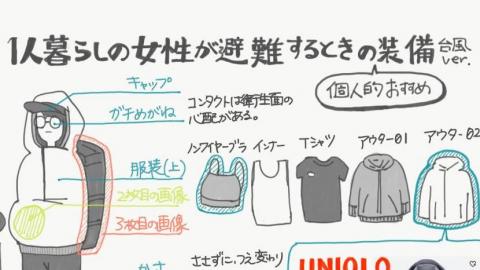 颱風襲日造成嚴重破壞 獨居女網民整理「避難裝備插圖」引熱議 網民：很有幫助！