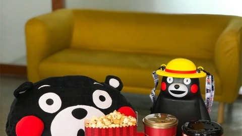 泰國戲院限定熊本熊爆谷桶套裝 造型爆谷桶/暖手攬枕連披肩